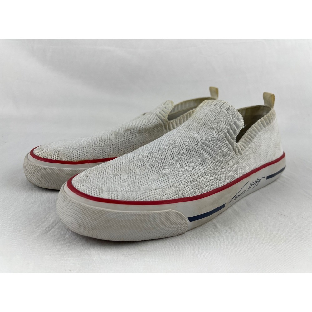 Tommy Hilfiger Gilrey Mens 7.5 M White Knit Slip On Casual Fashion Sneaker Shoes